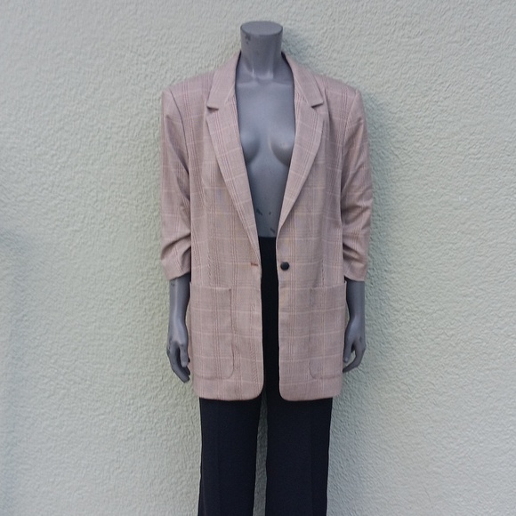 CALVIN KLEIN LADIES (1) BUTTON MULTI-COLOR HOUNDSTOOTH LUXURY BLAZER - Picture 16 of 17